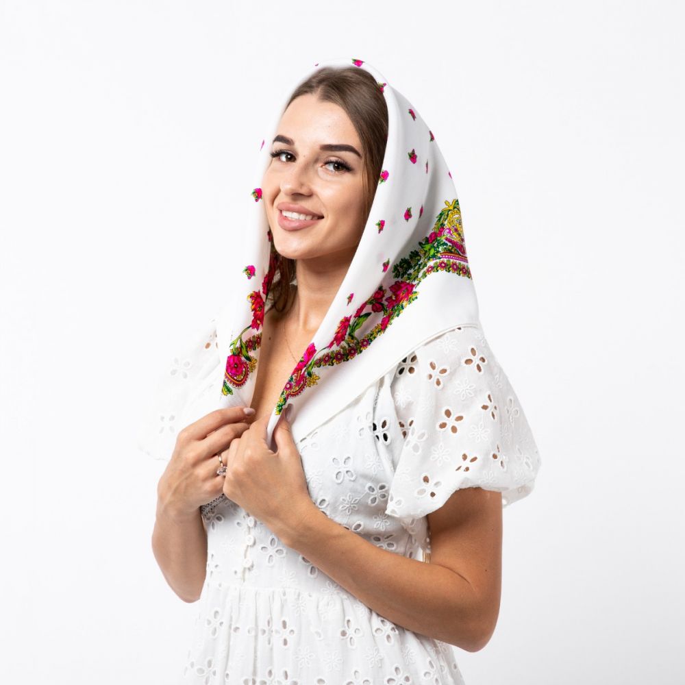 Японська вовняна хустка. Код A13501 75х75см