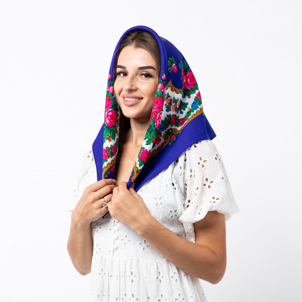 Японська вовняна хустка. Код А11602 75х75см