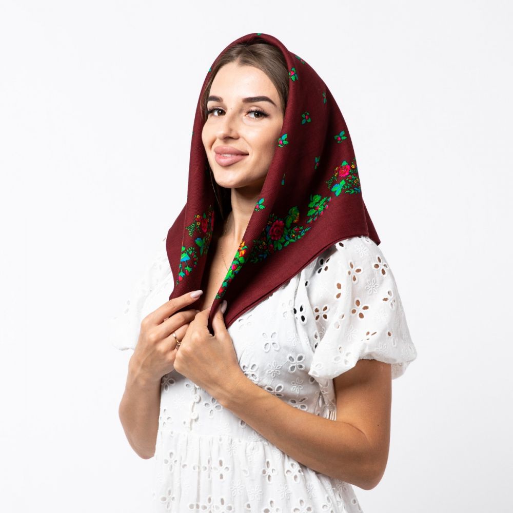 Японська вовняна хустка. Код A13201 75х75см