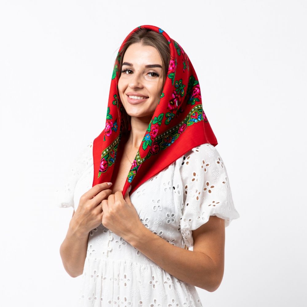 Японська вовняна хустка. Код A13101 75х75см