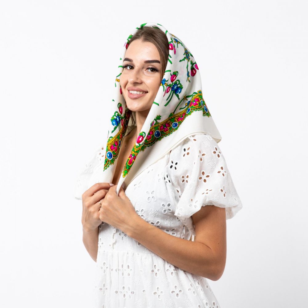 Японська вовняна хустка. Код A13301 75х75см