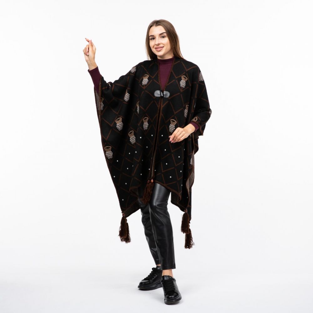 Пончо вовняне 150х120см Чорне