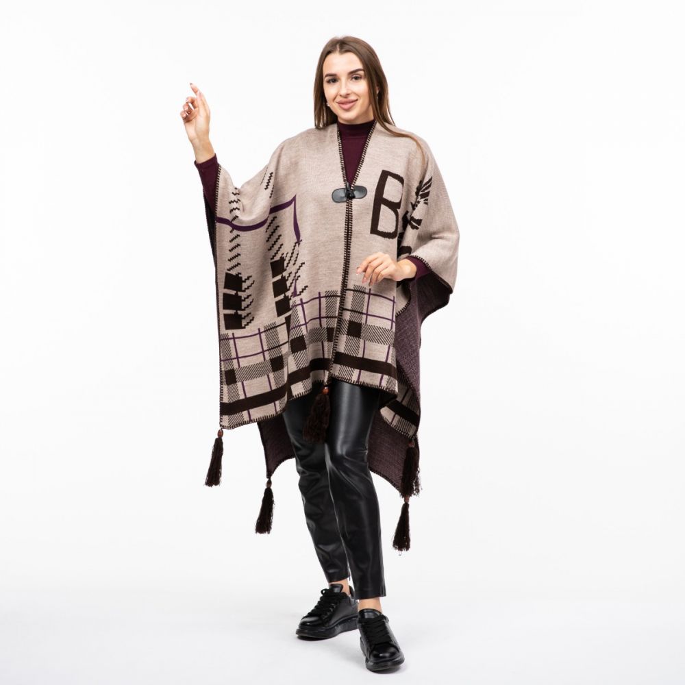Пончо вовняне 150х120см Бежеве
