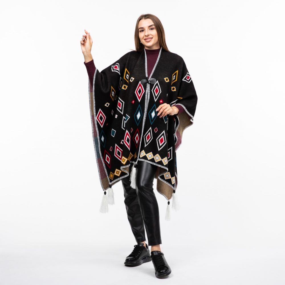 Пончо вовняне 150х120см Чорне