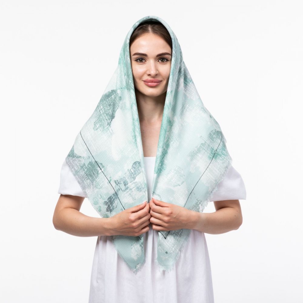 Тоненька кашемірова хустка 100х100см Код: 1865476564