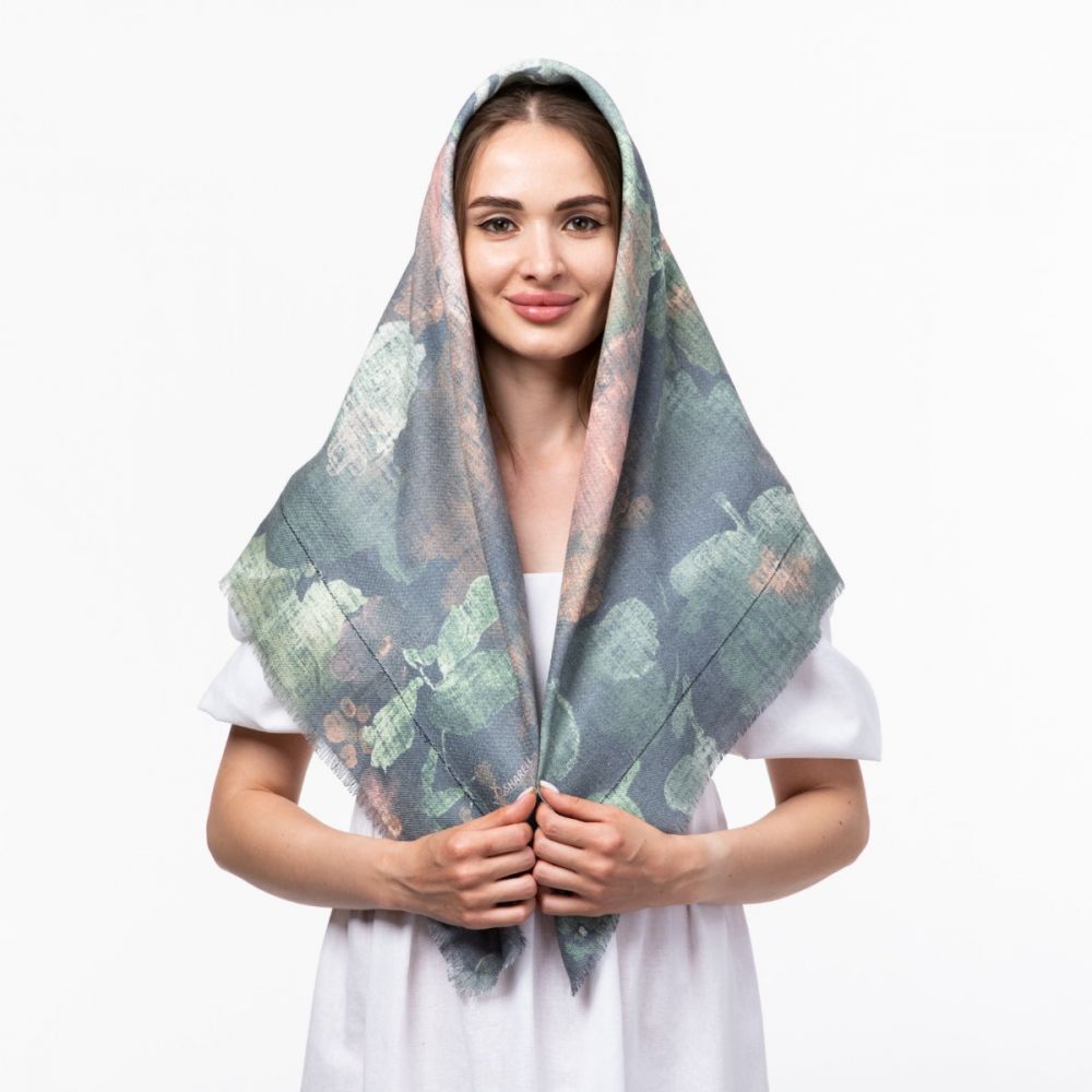 Тоненька кашемірова хустка 100х100см Код: 1865492910